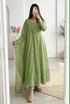Ssc 722 Heavy Crunchy Silk Embroidery Work Gown With Pant Dupatta